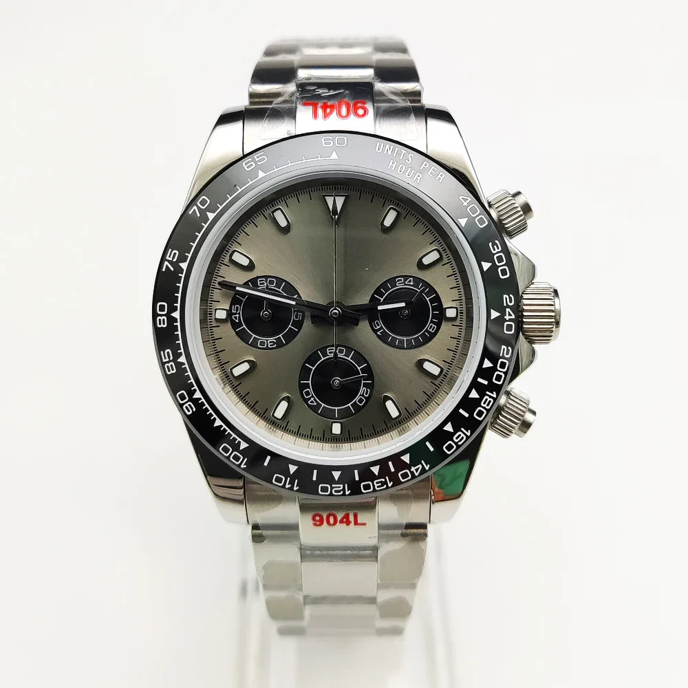 20 color Business 39mm Quartz Watch Men's Timing Sapphire Crystal VK63 Movement Calendar Luminous Blue Dial Stainless Steel Stra