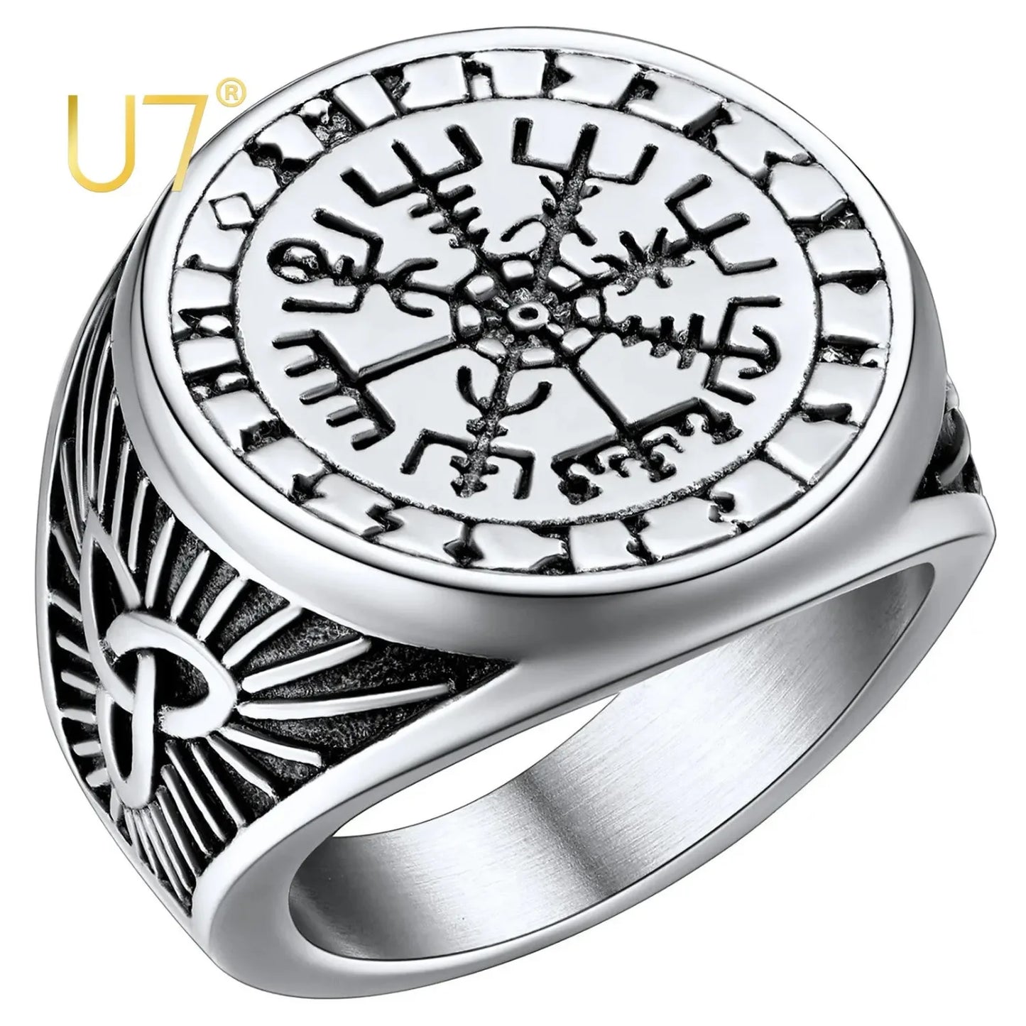 Norse Ring Men Signet s Viking Jewellery Runic Compass Vegvisir Thumb