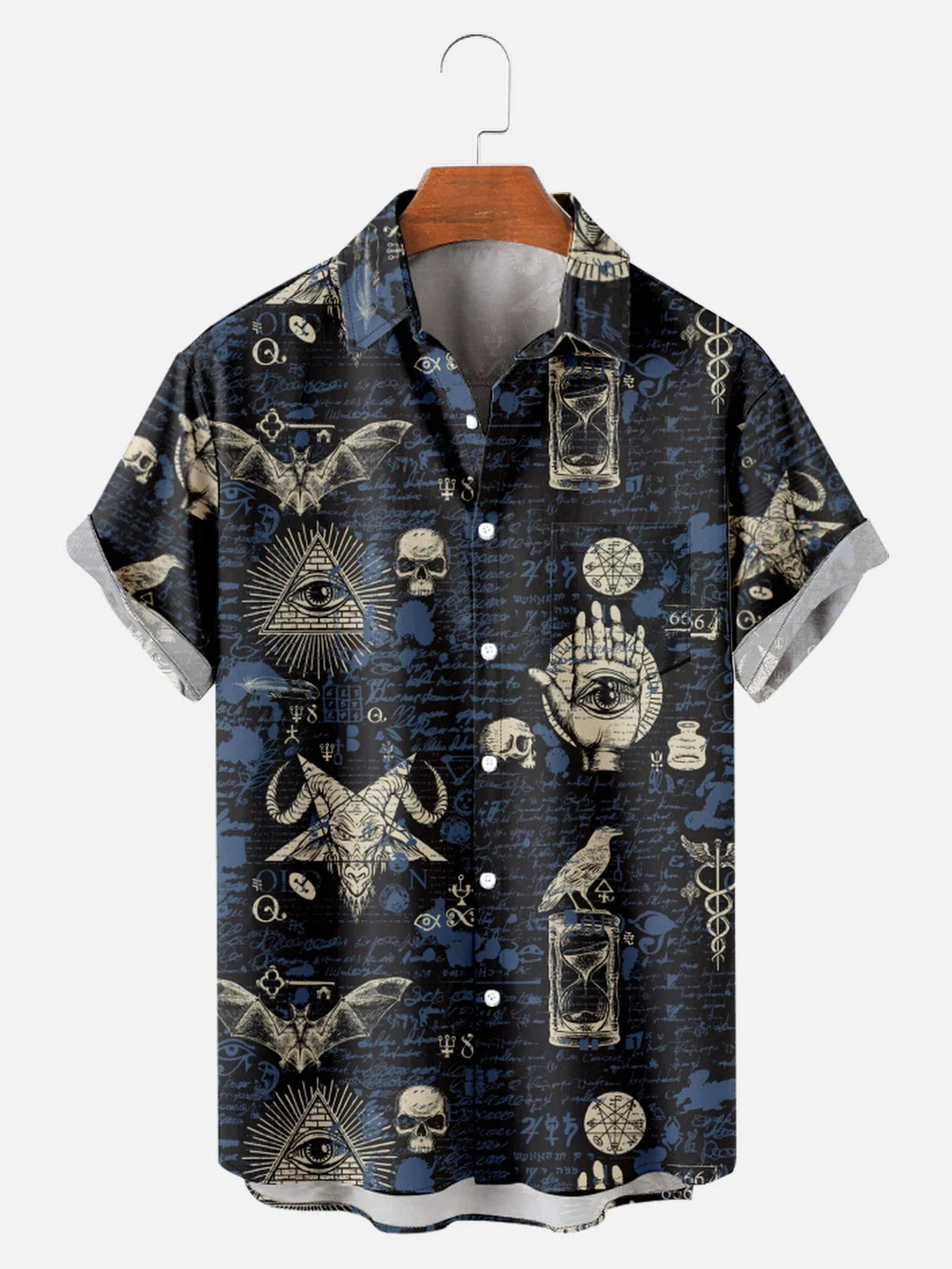 New Hawaiian Shirts For Men's Skull Summer Casual Short Sleeve Y2k