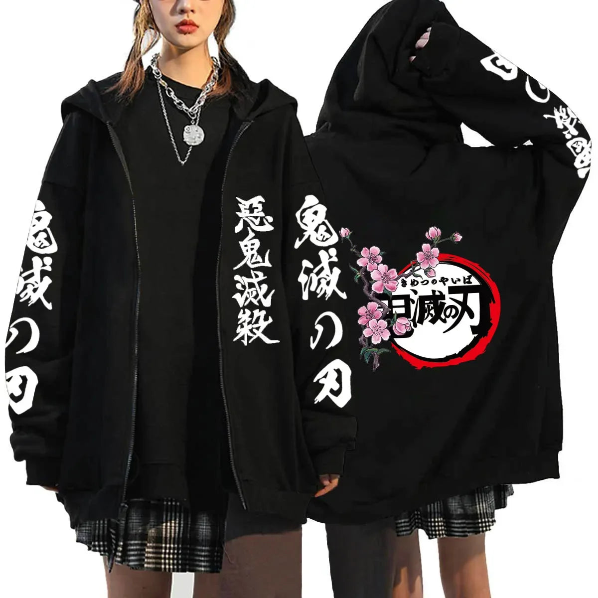 Demon Slayer Zipper Hoodie Roupas Masculinas Women Men Anime Oversized Hoodies Coat Top Femme Full Zip Sweatshirts Jackets