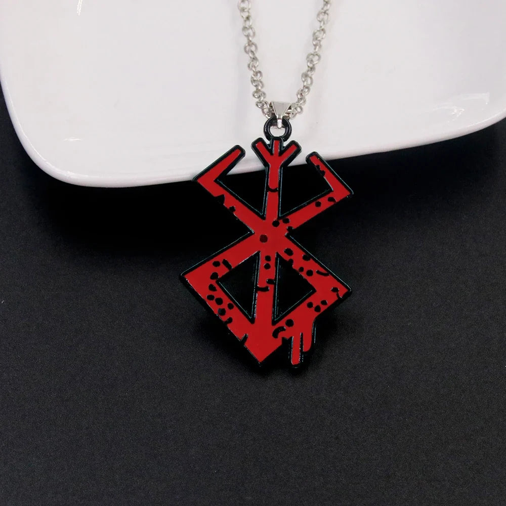 Anime Berserk Red Logo 1997 Necklace Guts Slave Brand Logo Pendants Cosplay Props Gift For Men Women Backpack Jewelry