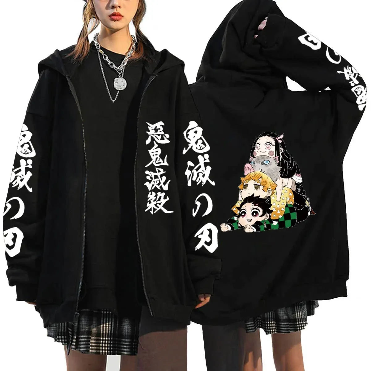 Demon Slayer Zipper Hoodie Roupas Masculinas Women Men Anime Oversized Hoodies Coat Top Femme Full Zip Sweatshirts Jackets