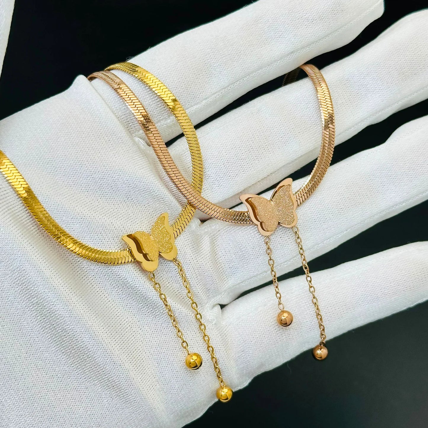 Multilayer Vintage Butterfly Necklace For Women Gold Color 316L