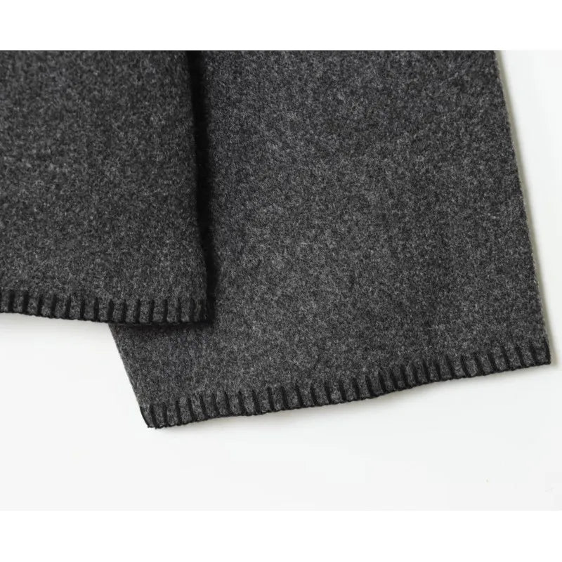 Women Wool Jacket with Wide Shoulder Autumn Vintage High Neck Long Sleeve Button Lady Coats Causal Female Chic Tops