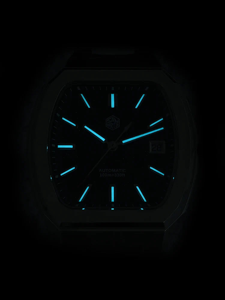 San Martin 39.5mm Tonneau Luxury Men Watch Mineral Dial Casual Sports PT5000 SW200 Automatic Mechanical Sapphire Luminous SN0145