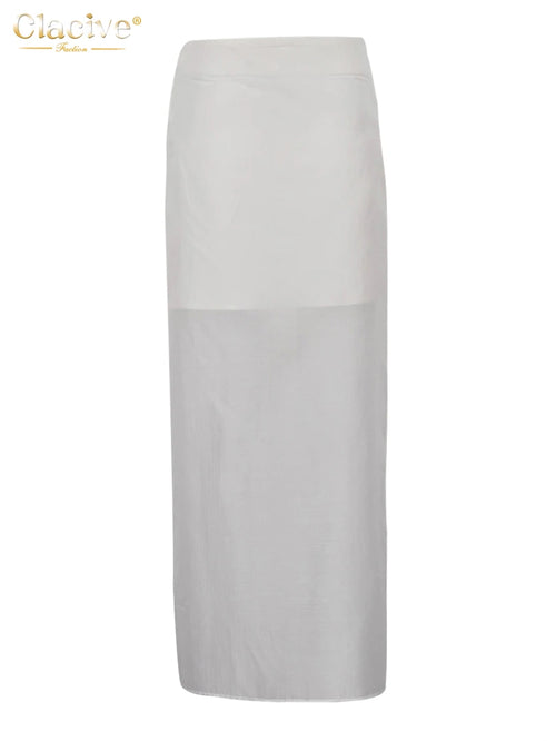 Clacive Fashion Loose Balck Women Skirt Casual High Waist Ankle Length