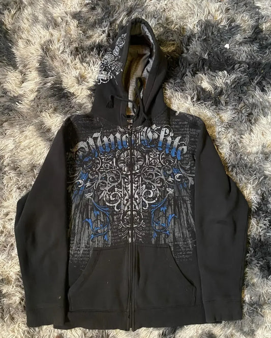 Woman Hoodie Y2K Cyber Grunge Emo Zip Up Sweatshirts Vintage Graphics Print Kpop Aesthetic Gothic Clothes Clothes for Women