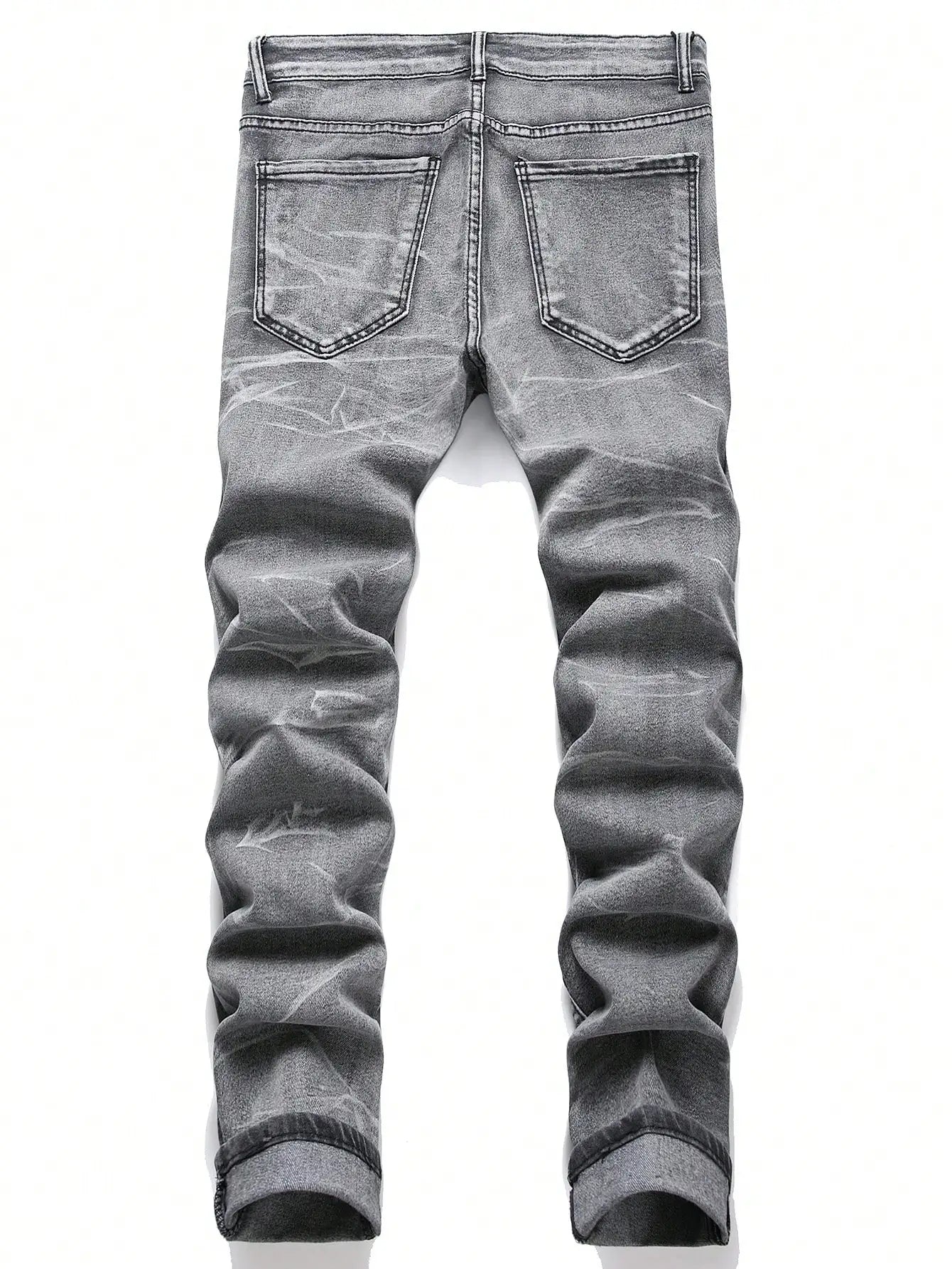 Men‘s Stretchy Denim Jeans Streetwear Tearing Patchwork Holes Ripped