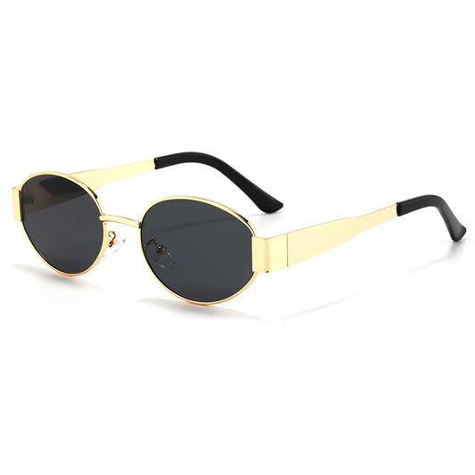 Small Metal Frame Oval Sunglasses For Women 2024 Brand Designer