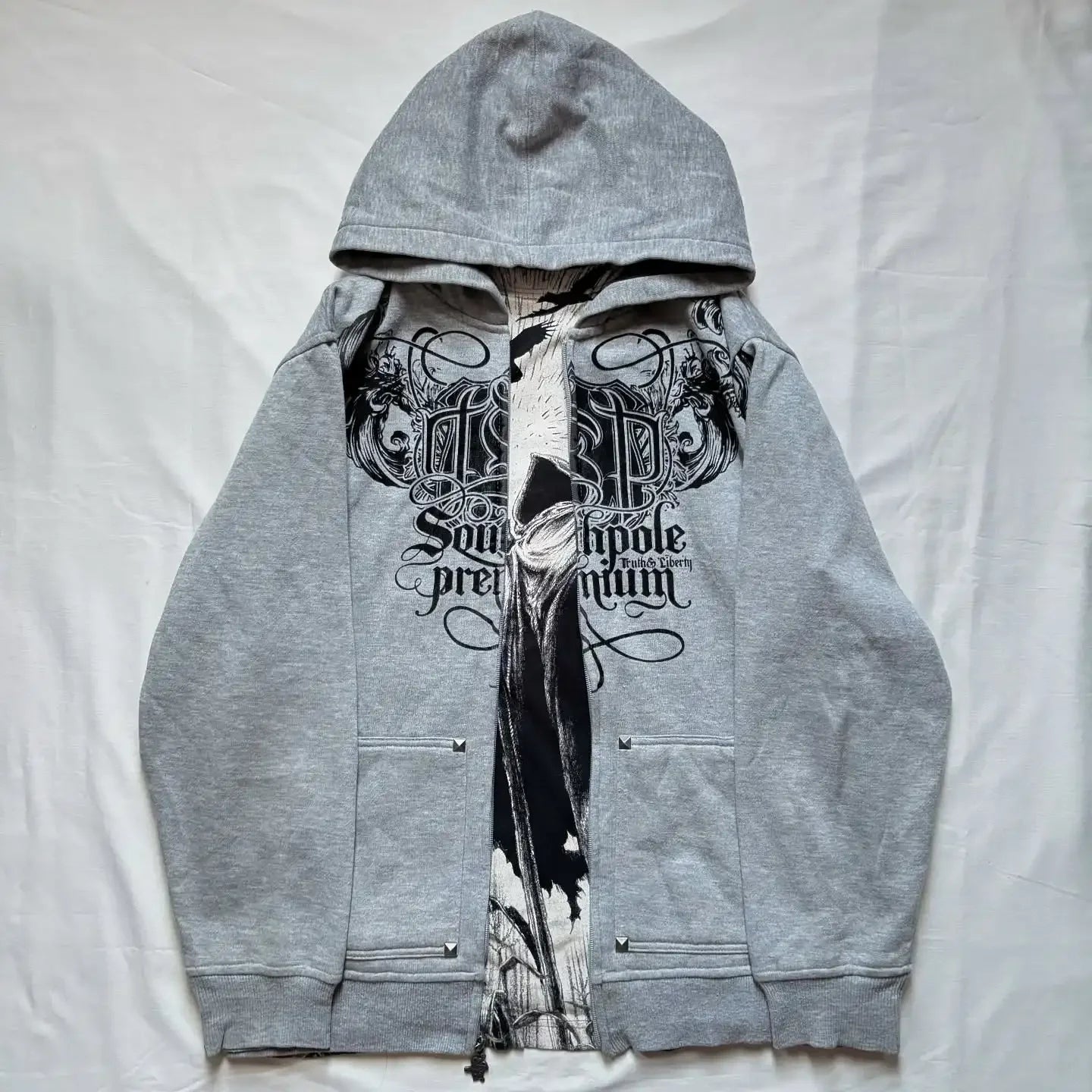Affliction Fashion Hoodie Street Gothic printing Oversize Zipper Hoodie Mens Womens Hip Hop Casual Sweatshirt Personality Hoodie