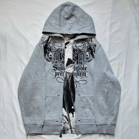 Affliction Fashion Hoodie Street Gothic printing Oversize Zipper Hoodie Mens Womens Hip Hop Casual Sweatshirt Personality Hoodie