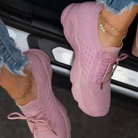 Women's Sneakers Breathable Casual Women Socks Shoes Lace Up Ladies