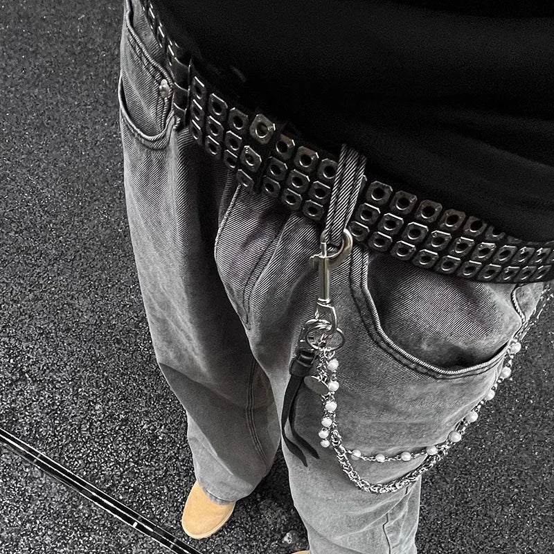 High Quality Hollow Rivet Designer Belt For Men And Women Gothic