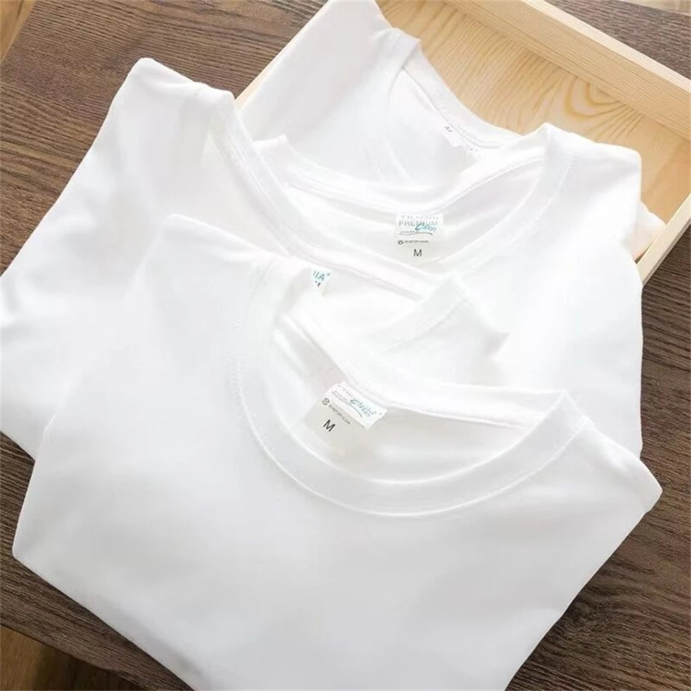Men T Shirt Summer Cotton Tops Women Solid Color Blank Tshirts O-neck