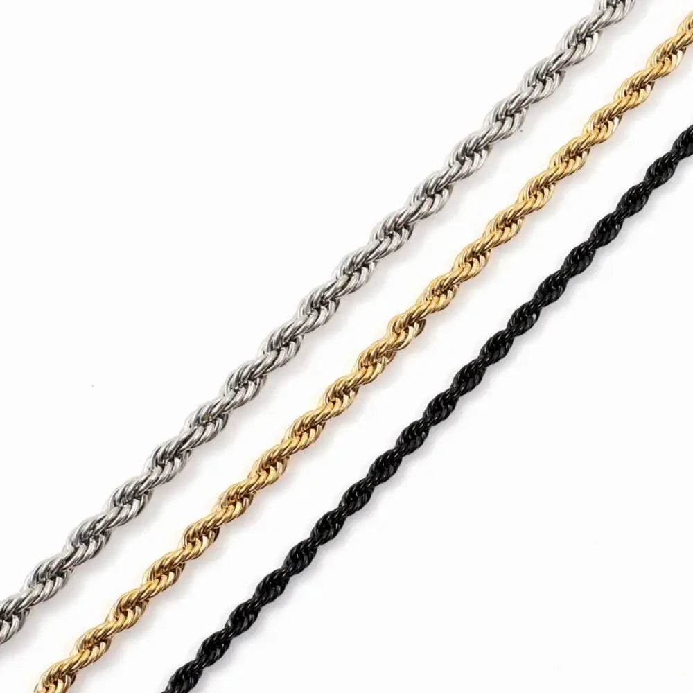 Fashion Hip Hop Rope Chain Necklace Classic Stainless Steel Twisted Link Chain Necklace For Men Women  Jewelry Gift