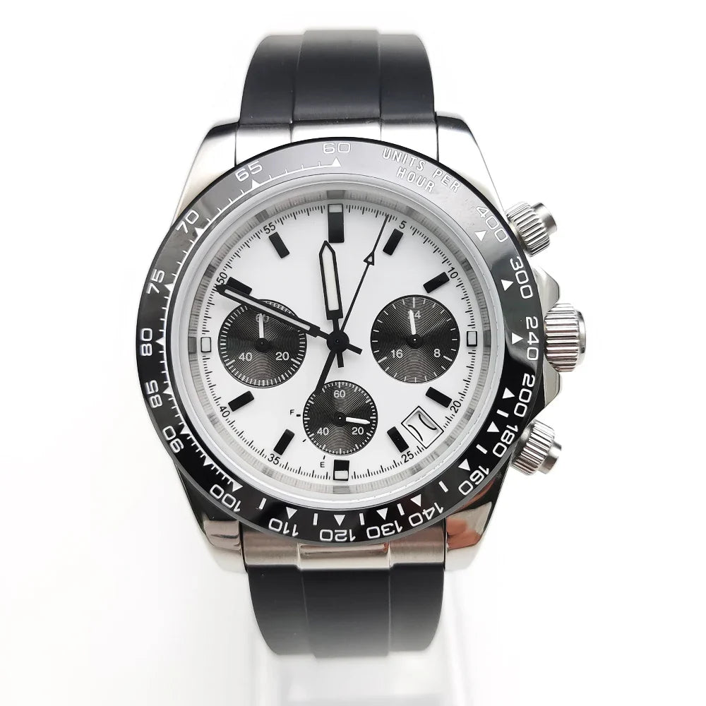 20 color Business 39mm Quartz Watch Men's Timing Sapphire Crystal VK63 Movement Calendar Luminous Blue Dial Stainless Steel Stra