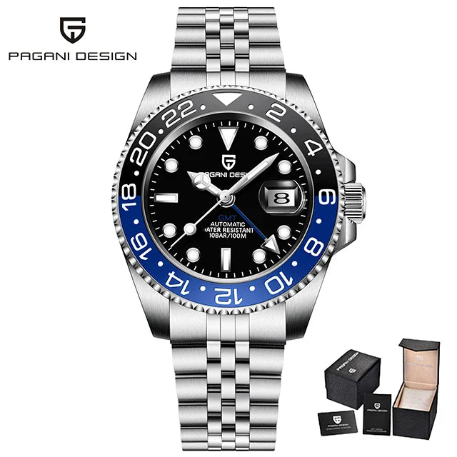 New PAGANI DESIGN Top Brand GMT Mens Wristwatch Sapphire Glass Automatic Men's Watch 100M Waterproof 40mm Men Mechanical Watches