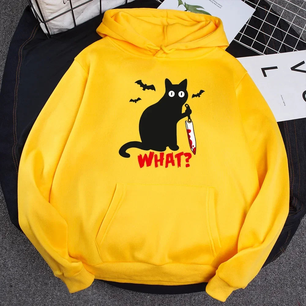 Female Autumn Winter Plus Size weatshirt Cartoon Cat Hoodies Woman Fleece Funny Pullover goth