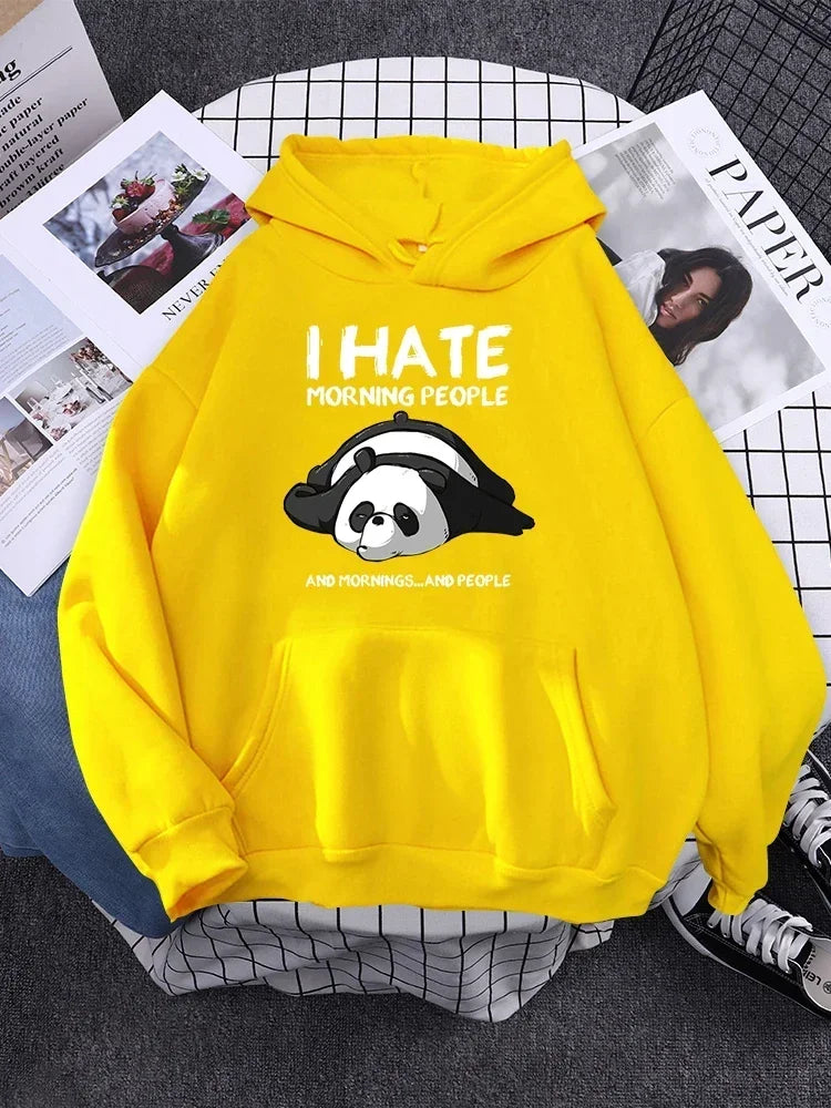 Pullover For Woman Fashion Korean Round Neck Hoodie Female Panda Sleeps Print New  Women'S Sweatshirt Warm