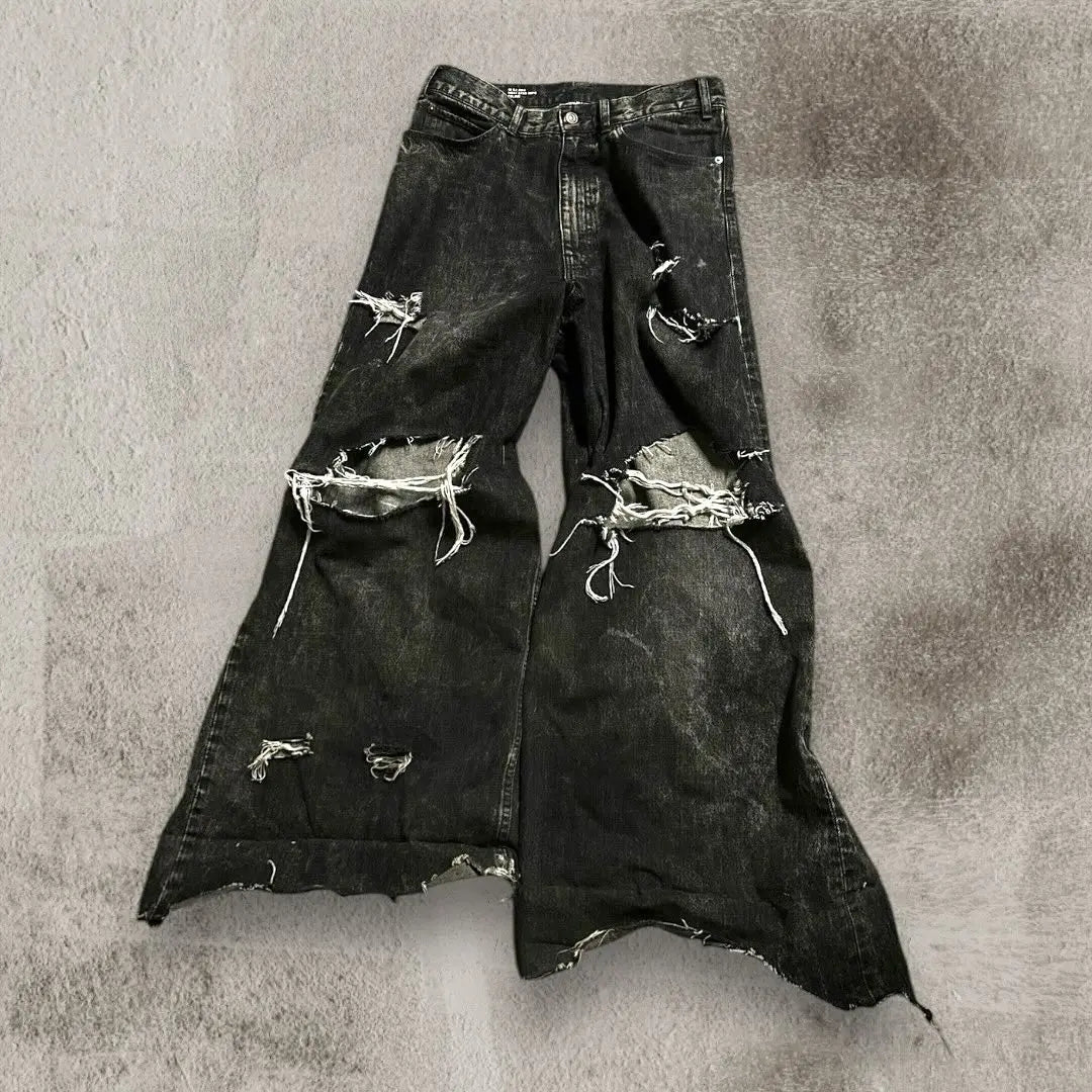 2024 New Black Ripped Baggy Jeans Goth Retro Y2k Denim Pants Men and