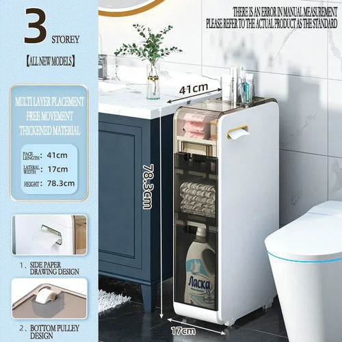 2/3/4Layer Toilet Storage Cabinet Bathroom Drawer Closestool Crevice