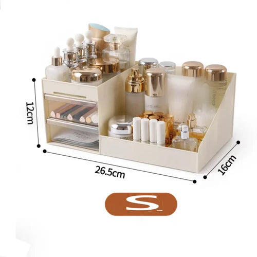 Cosmetic Display Case Desk Storage Box with Clear Drawers Large