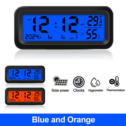 Solar Car Clocks Automotive Electronic Led Digital Clock Thermometer
