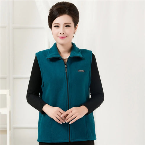 Plus Size Autumn Women Polar Fleece Fabric Vest Large Sleeveless