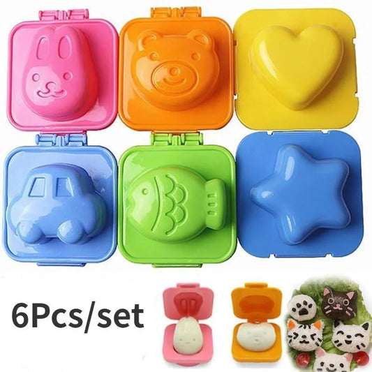 6Pcs/set Cartoon Rice Ball Mold Boiled Egg Mold Bento Maker Sushi