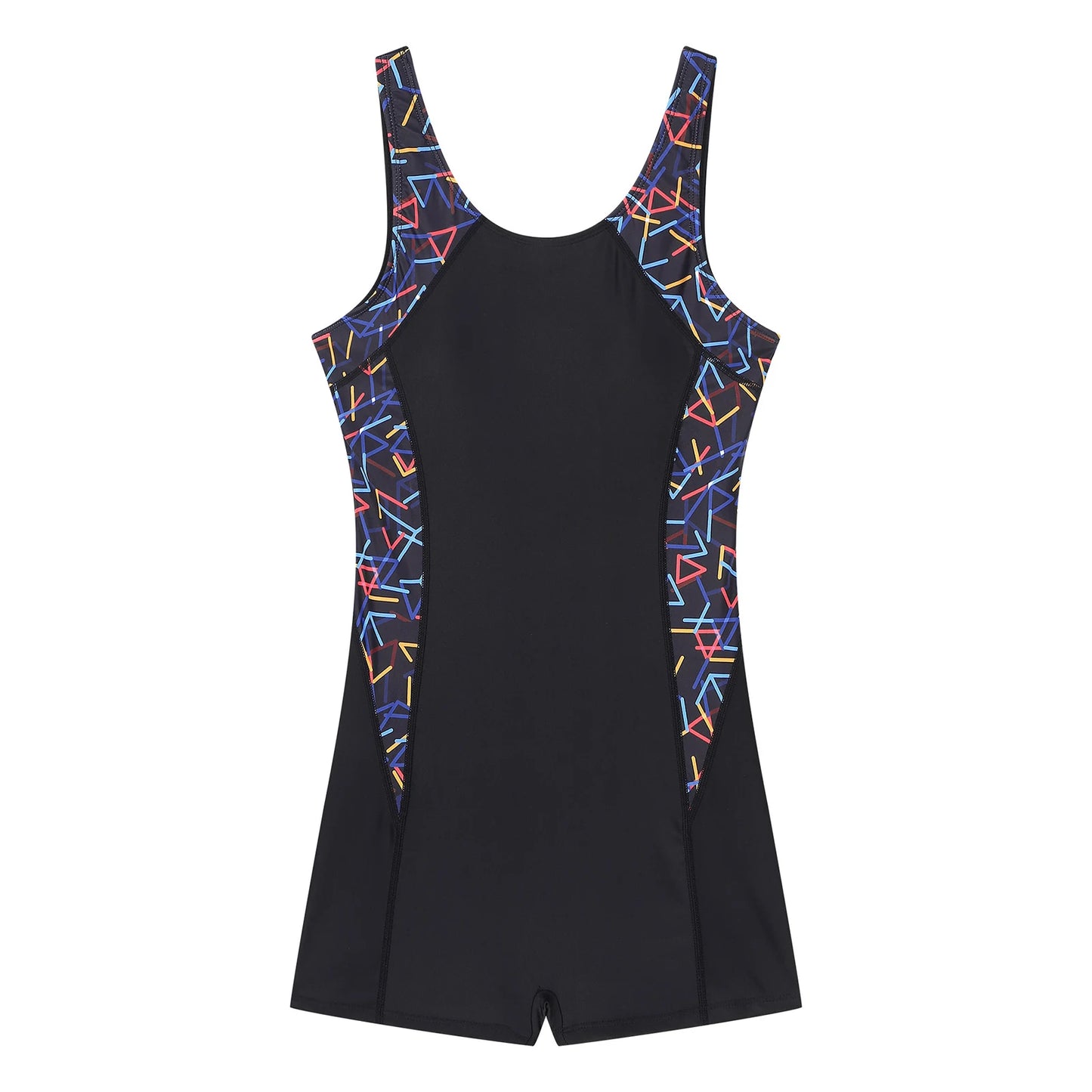 Women One-piece Print Swimsuit Sleeveless Boyleg Padded Athletic Rash