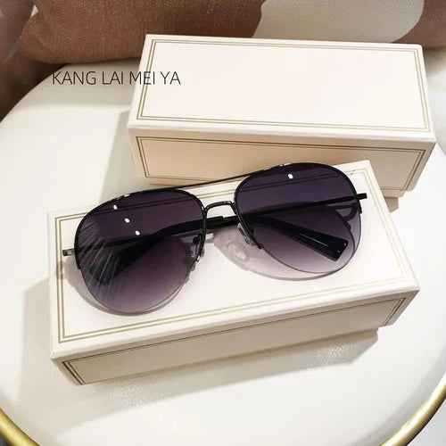 New Large Frame Half Frame Sunglasses for Men, Cool and Handsome Toad