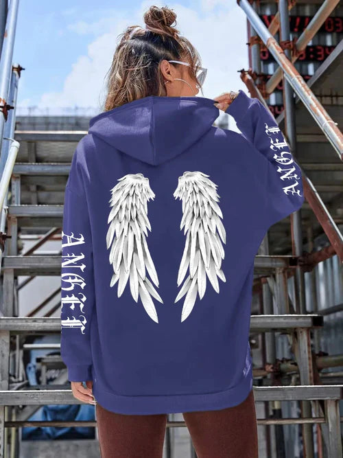 Beautiful Angel Wings Printed Hoodies Women Warm Comfortable Casual
