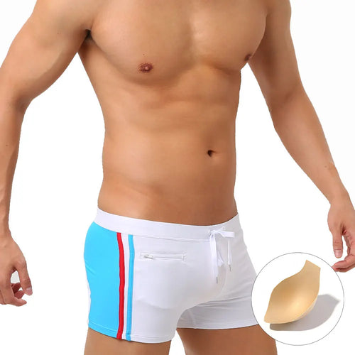 Sexy Swimsuit Beach Quick Drying Trunks Men Swimwear with Zipper