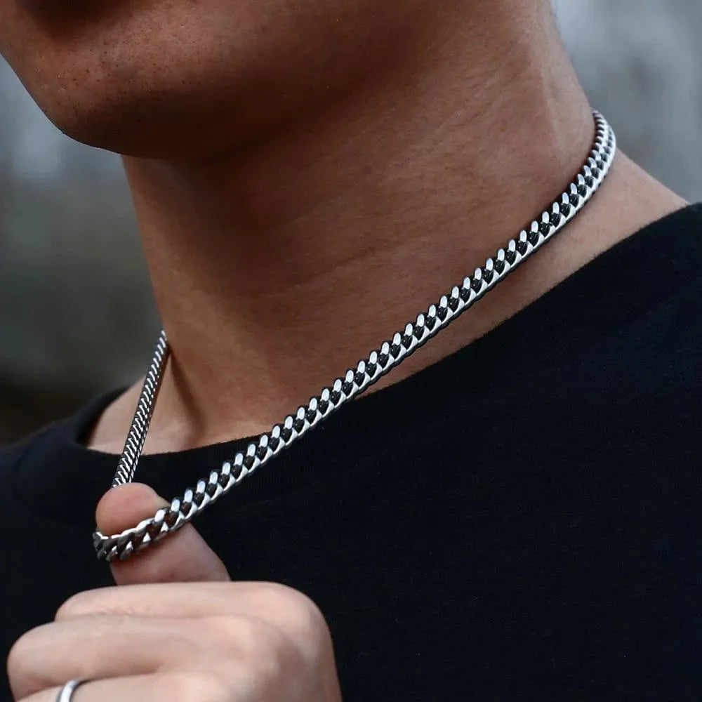 Width 5/7/9MM Hiphop Cuban Link Stainless Steel Chains Necklace for Men Basic Simple Rapper's Choker Fashion Jewelry Accessories