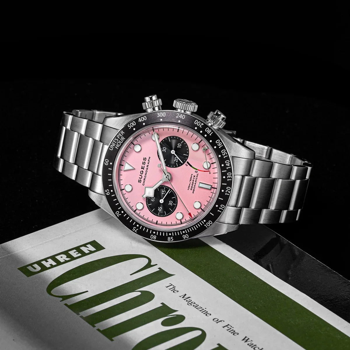 Sugess Chronograph Men Watch Original ST1907 Swanneck Pilot Mechanical Wristwatches Domed Sapphire Crystal Dopamine S457 2025new