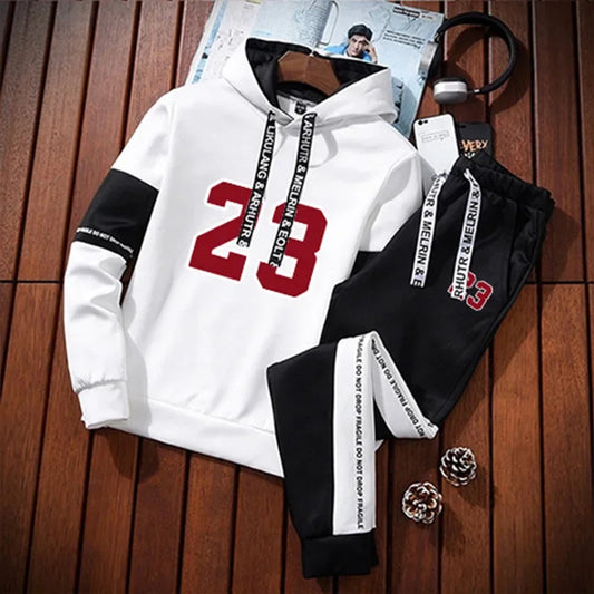 Sweatshirts for Men Casual Men's Set Hoodie Sports Pants and