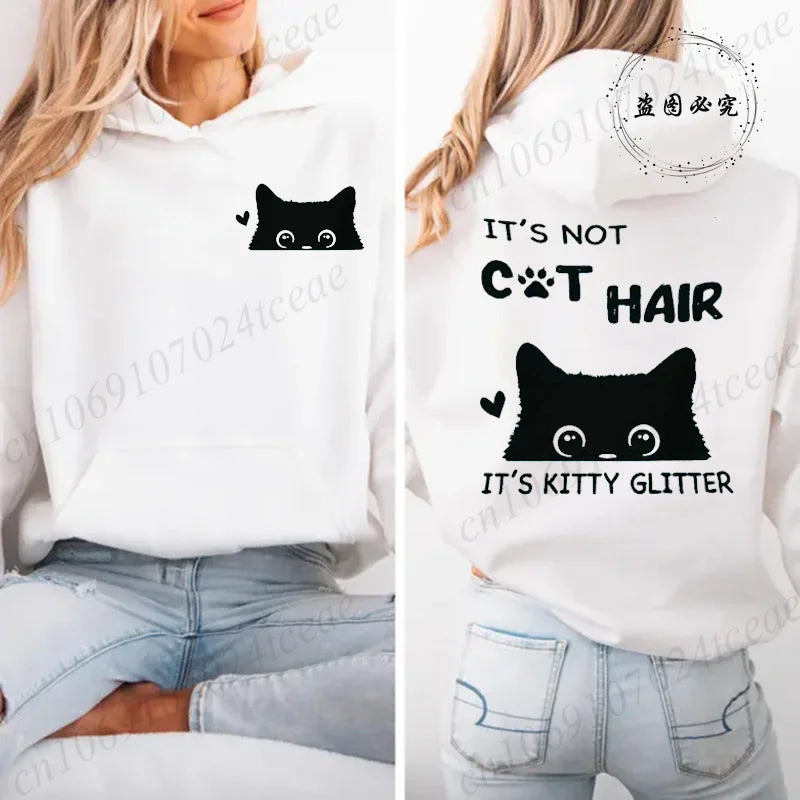 It's Not Cat Hair Printed Womens Hoodies Long Sleeve Sweatshirt Fall Winter Casual Pullover Hoodies Sportwear Tops with Pockets