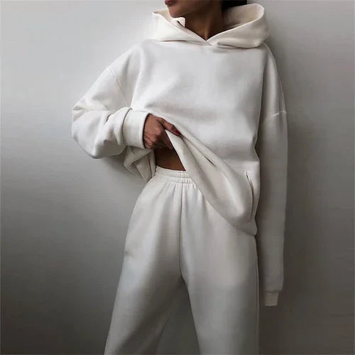 Women's Tracksuit Suit Autumn Fashion Warm Hoodie Sweatshirts Two