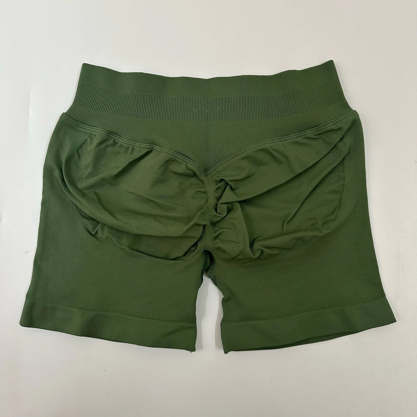 No Logo Yoga Shorts Low Ribbed Waist Band Yoga Shorts Seamless Scrunch Bum Workout Gym Shorts Booty Hight Stretch Running Shorts