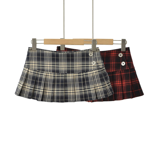Summer Mini skirts for woman vintage korean fashion plaid skirts for