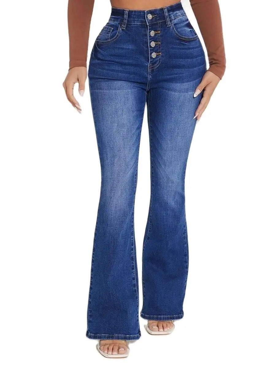 2023 Fall New High Waist Boot Cut Jeans For Women Fashion Stretch Slim