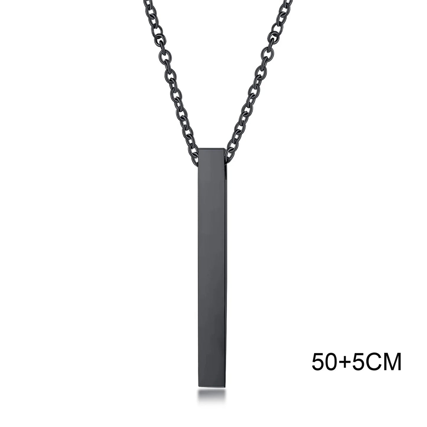 Waterproof Pillar Necklaces for Men Women,Stainless Steel Rectangle Vertical Bar Pendant Necklace,Simple Casual Collar Gifts