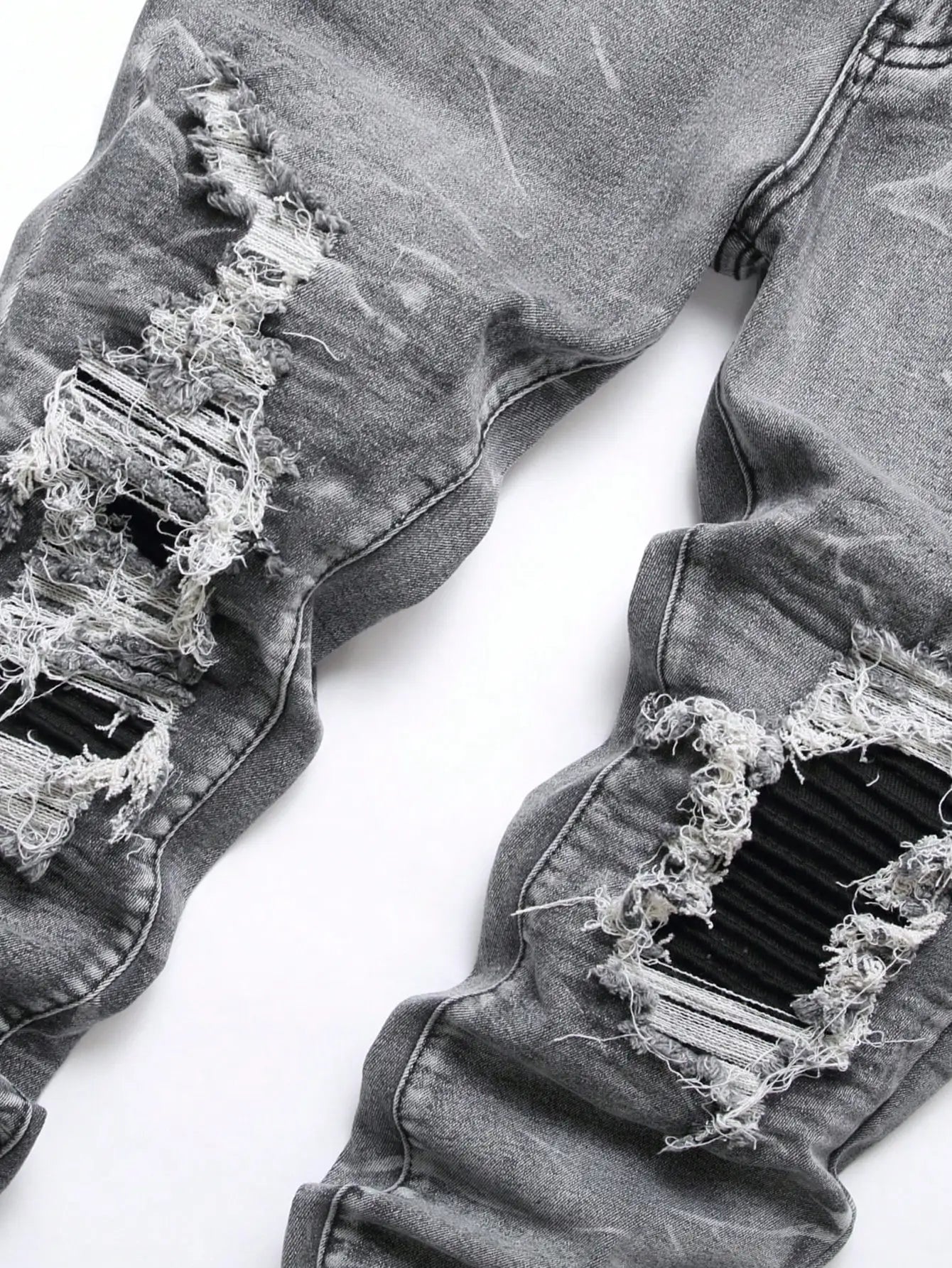 Men‘s Stretchy Denim Jeans Streetwear Tearing Patchwork Holes Ripped