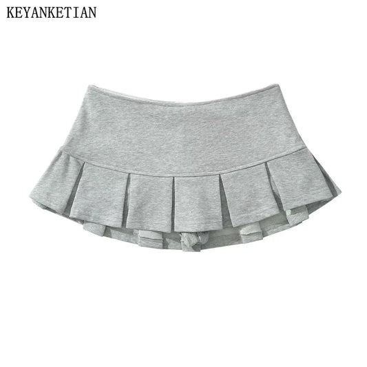 KEYANKETIAN New Women's Terry fabric Low waist Y2K Mini Skirt Wide