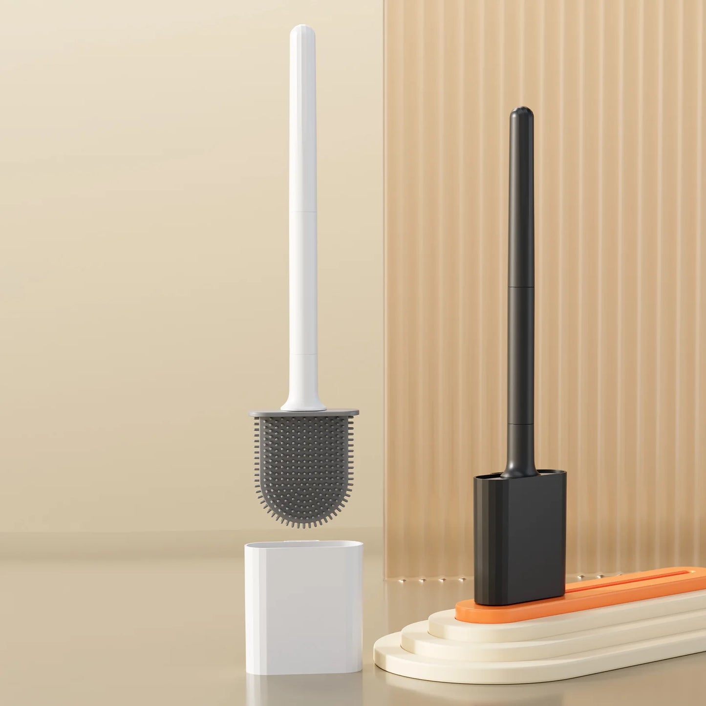 MINI Silicone Toilet Brush Water Leak Proof with Base Wc Flexible Soft