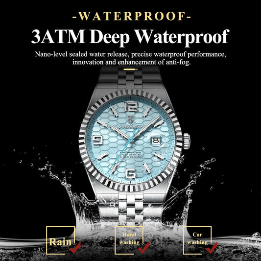 POEDAGAR High Quality Original Men Clock Waterproof Luminous Date Luxury Man Watch Stainless Steel Quartz Men's Watches Male+Box