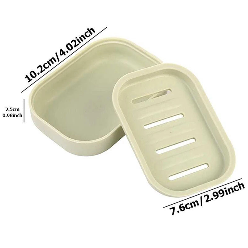 Double Layer Square Soap Dish with Cover Plastic Drain Soap Box