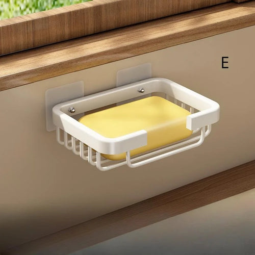 1PC Free Drill Soap Dish Holder Wall Mounted Storage Rack Holder