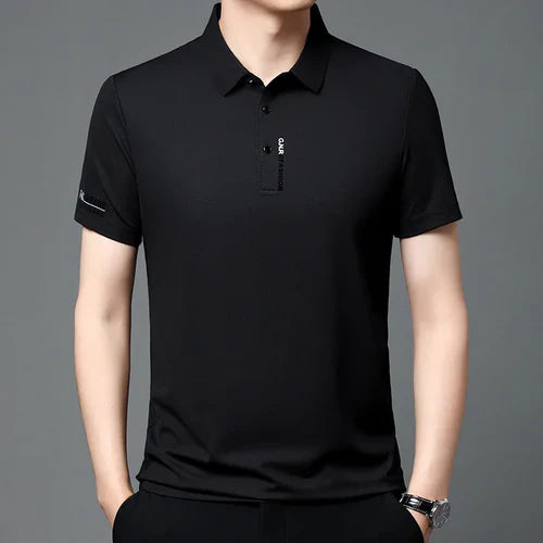 2025 Men's Short Sleeve Solid Color Polo Shirt Breathable Comfortable