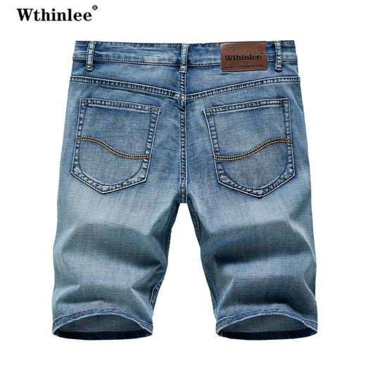 Summer Shorts Jeans Men Denim Pants Stretch Dark Blue Fashion Design
